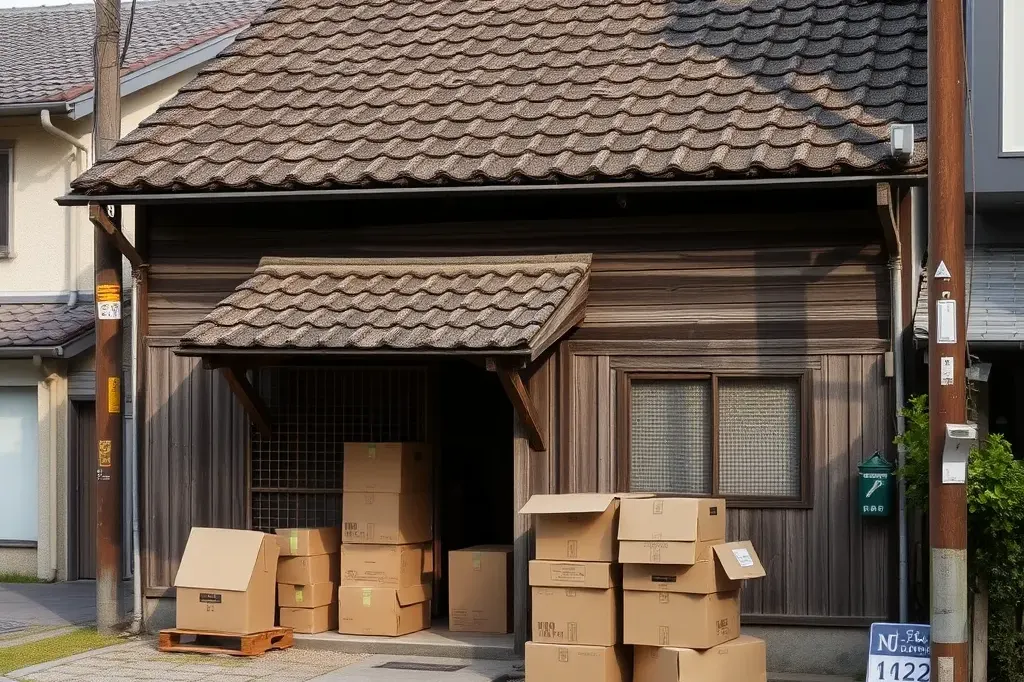 片付けを始めた古い木造の空き家(AIで作成したイメージ)