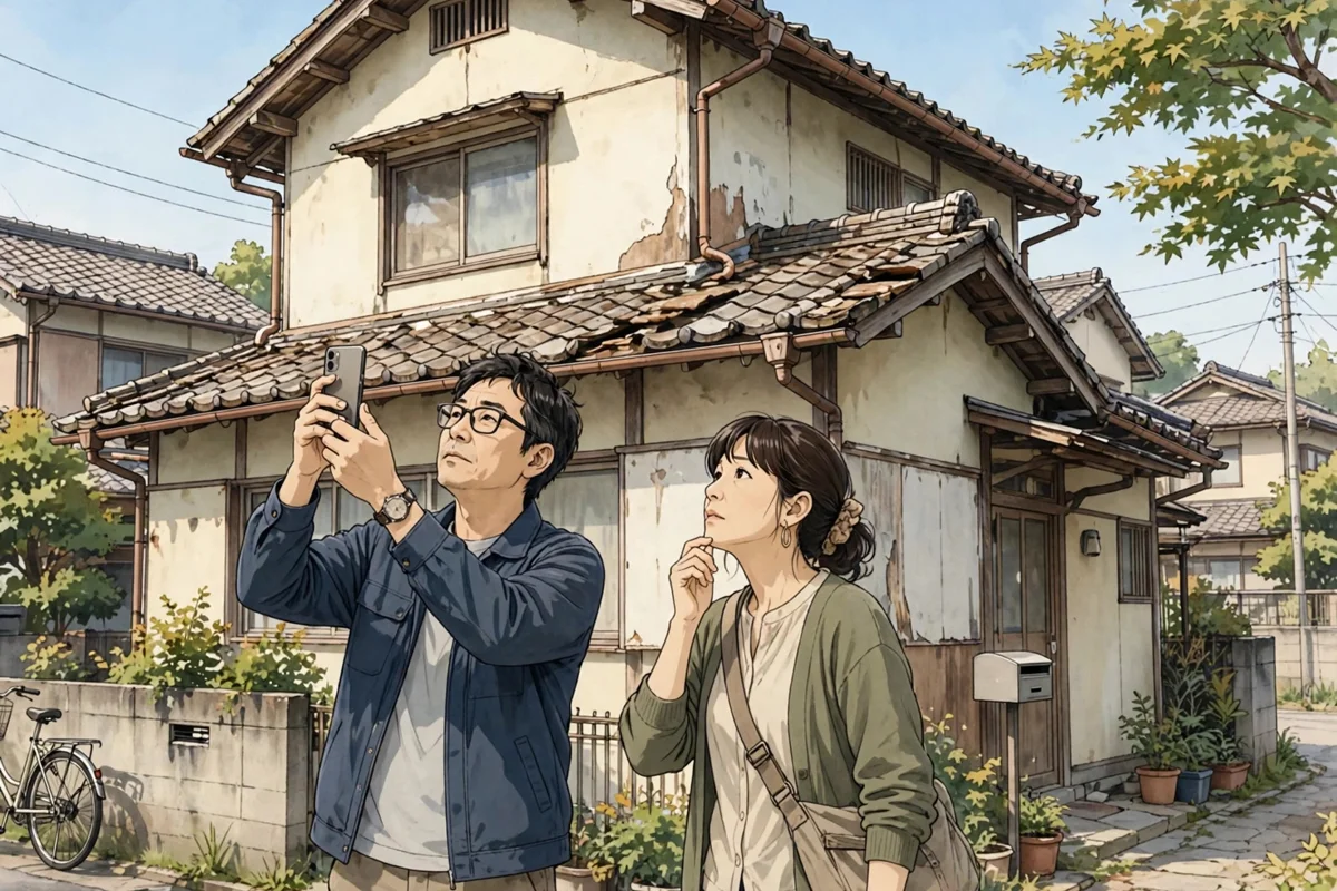 実家の状態を兄妹で確認している様子(AIで作成したイメージ)