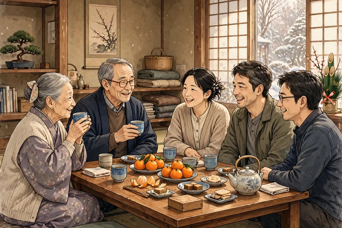 年末年始に実家に集まった家族(AIで作成したイメージ)